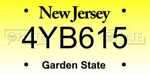 4YB615 New Jersey License Plate