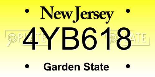 4YB618 New Jersey License Plate