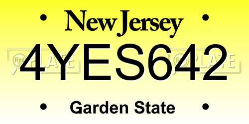 4YES642 New Jersey License Plate