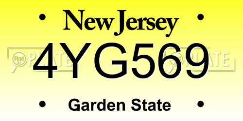 4YG569 New Jersey License Plate