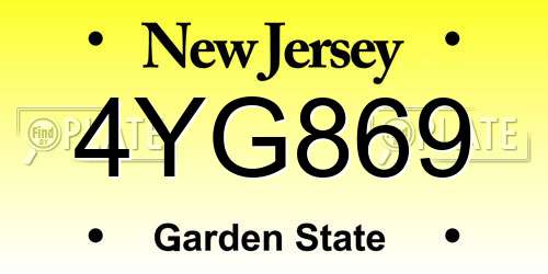 4YG869 New Jersey License Plate