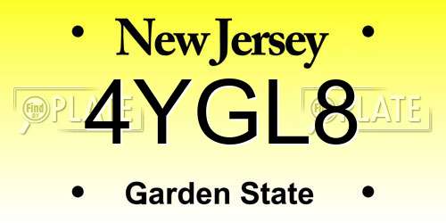 4YGL8 New Jersey License Plate