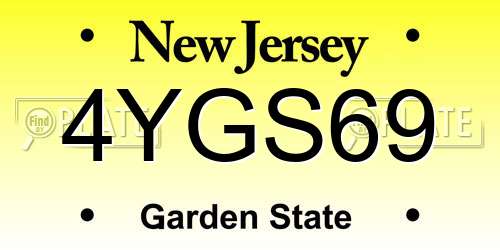 4YGS69 New Jersey License Plate