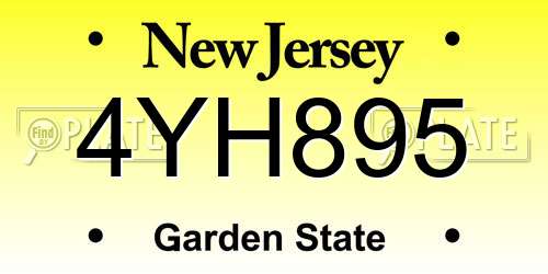 4YH895 New Jersey License Plate