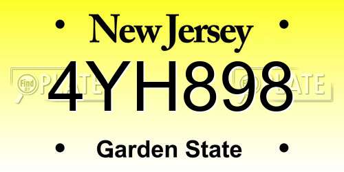 4YH898 New Jersey License Plate