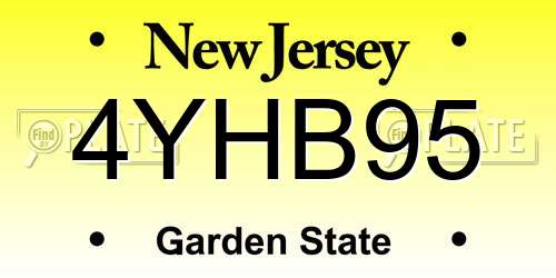 4YHB95 New Jersey License Plate