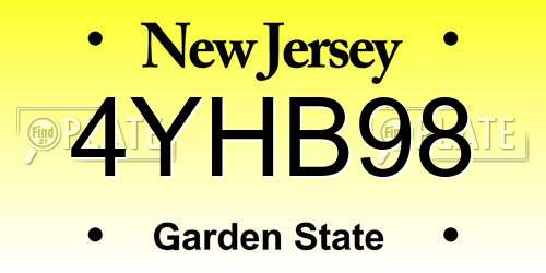 4YHB98 New Jersey License Plate