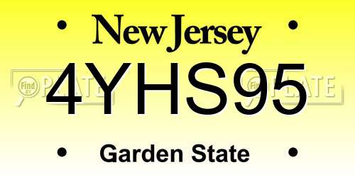 4YHS95 New Jersey License Plate