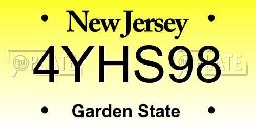 4YHS98 New Jersey License Plate