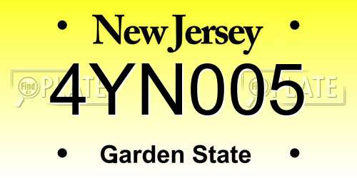 4YN005 New Jersey License Plate