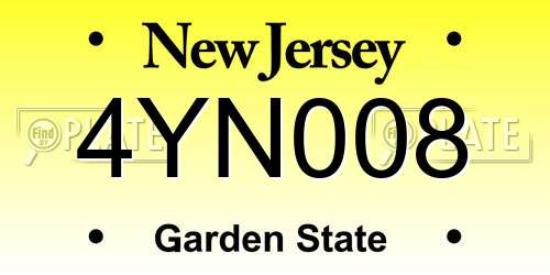 4YN008 New Jersey License Plate