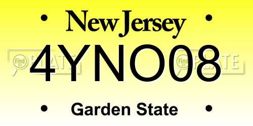 4YNO08 New Jersey License Plate