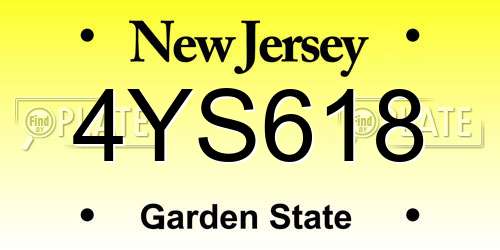 4YS618 New Jersey License Plate