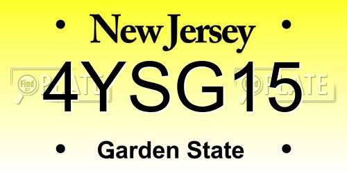 4YSG15 New Jersey License Plate