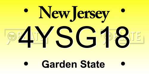 4YSG18 New Jersey License Plate