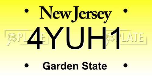4YUH1 New Jersey License Plate