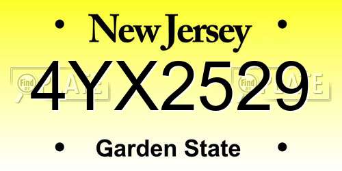 4YX2529 New Jersey License Plate