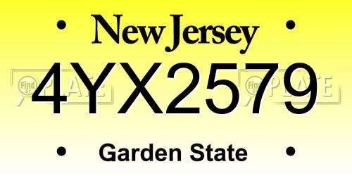 4YX2579 New Jersey License Plate