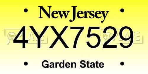 4YX7529 New Jersey License Plate