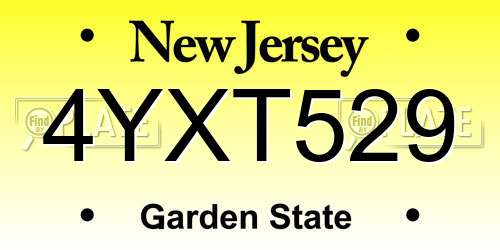 4YXT529 New Jersey License Plate