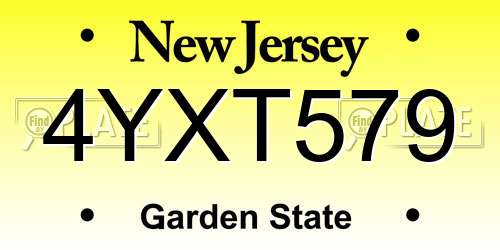 4YXT579 New Jersey License Plate