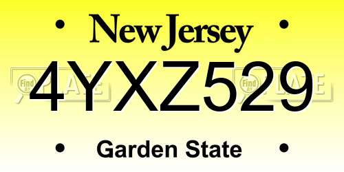 4YXZ529 New Jersey License Plate