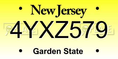 4YXZ579 New Jersey License Plate