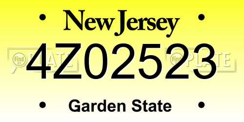 4Z02523 New Jersey License Plate