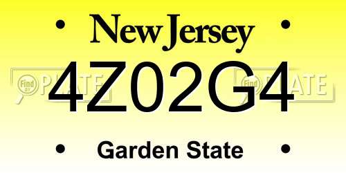 4Z02G4 New Jersey License Plate