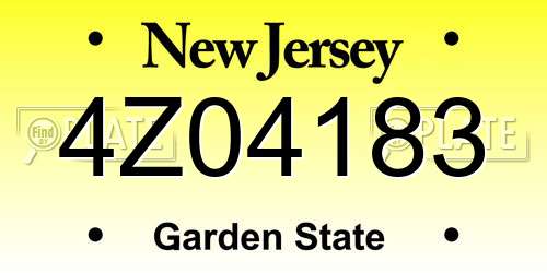 4Z04183 New Jersey License Plate