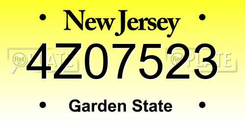 4Z07523 New Jersey License Plate