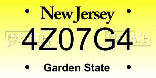 4Z07G4 New Jersey License Plate