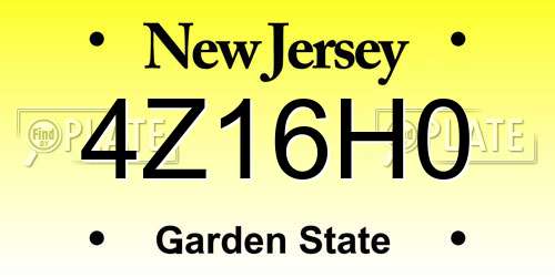 4Z16H0 New Jersey License Plate