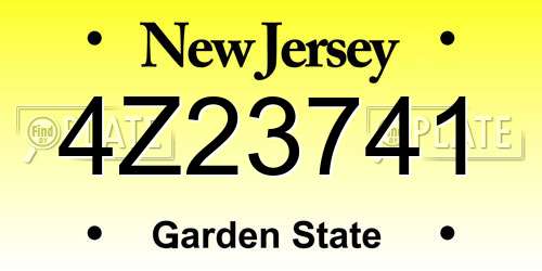 4Z23741 New Jersey License Plate