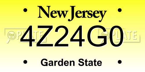 4Z24G0 New Jersey License Plate