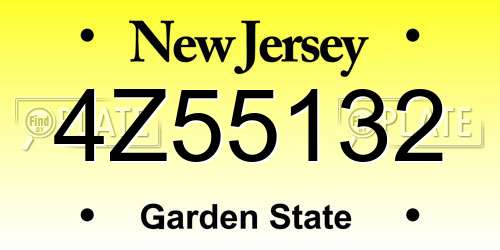 4Z55132 New Jersey License Plate
