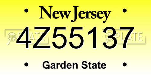 4Z55137 New Jersey License Plate