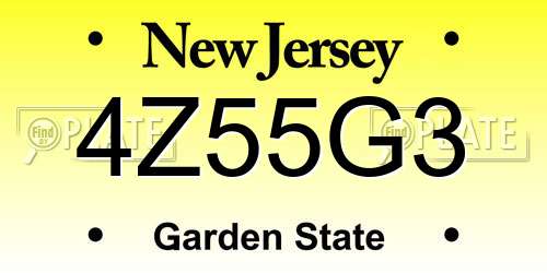 4Z55G3 New Jersey License Plate