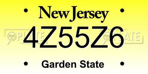 4Z55Z6 New Jersey License Plate