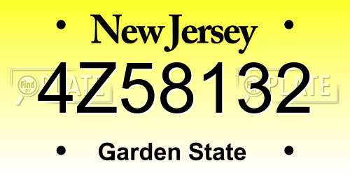4Z58132 New Jersey License Plate