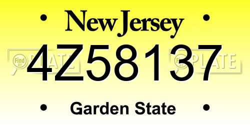4Z58137 New Jersey License Plate