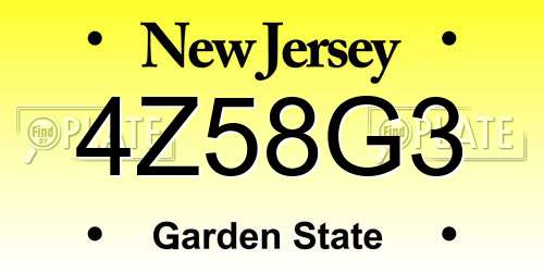 4Z58G3 New Jersey License Plate