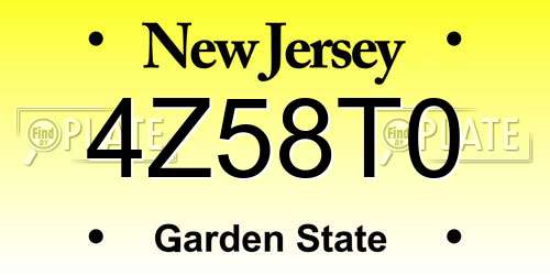 4Z58T0 New Jersey License Plate