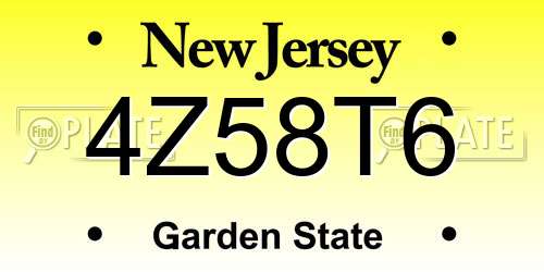 4Z58T6 New Jersey License Plate