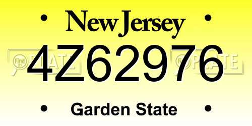 4Z62976 New Jersey License Plate