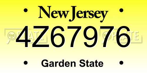 4Z67976 New Jersey License Plate