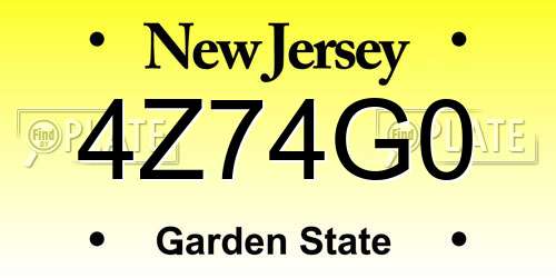 4Z74G0 New Jersey License Plate