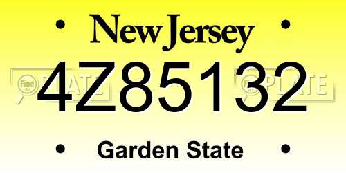 4Z85132 New Jersey License Plate