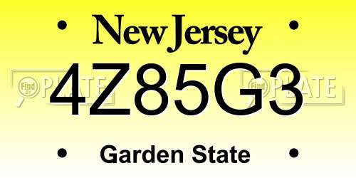 4Z85G3 New Jersey License Plate