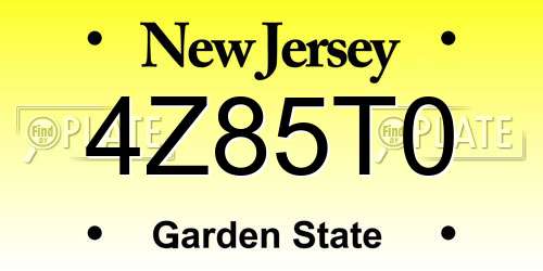 4Z85T0 New Jersey License Plate